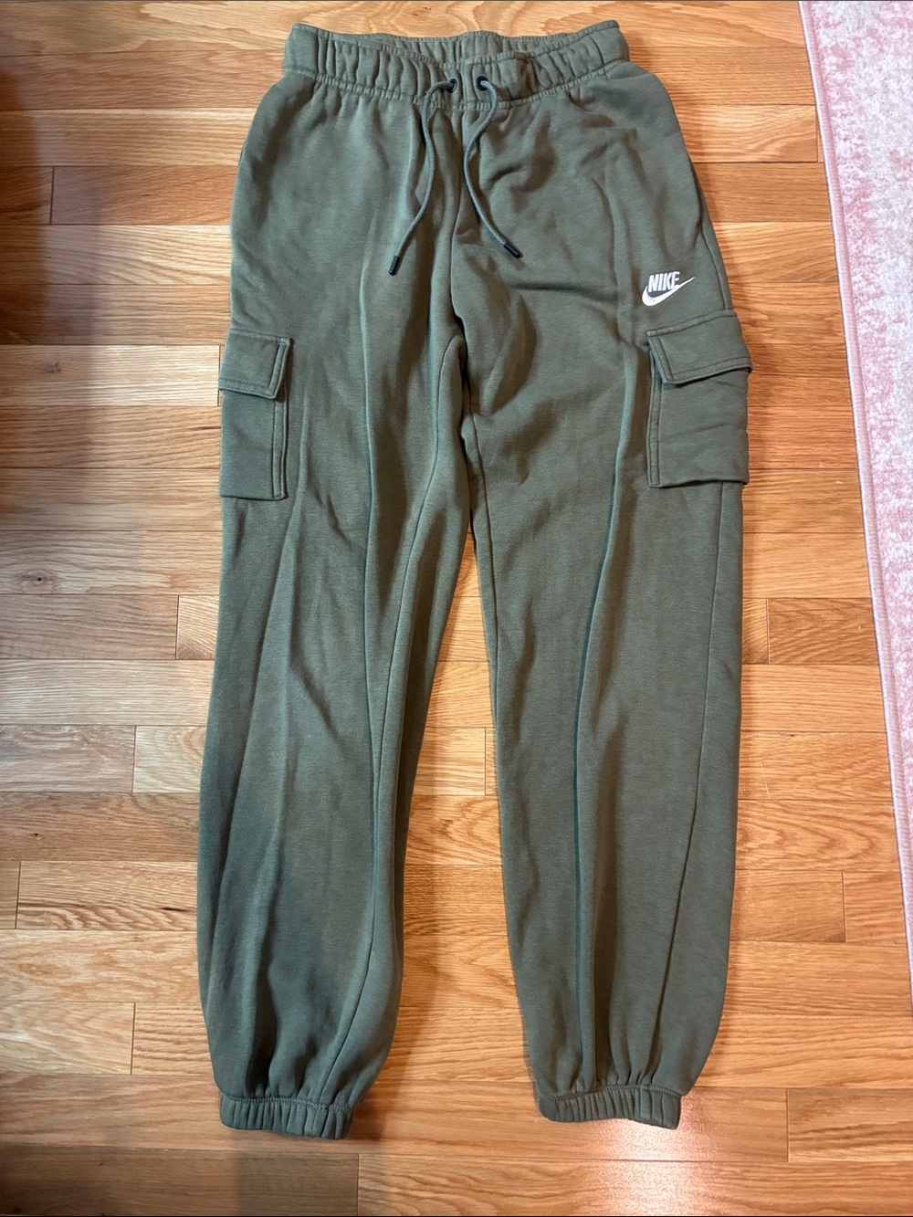 Nike Olive Cargo Joggers with White Swoosh
